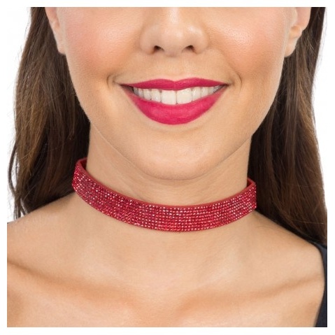 Glimmer Choker Rød (40 x 1,7 cm) | Rødt tema Halskæder - Smykker - Temashop