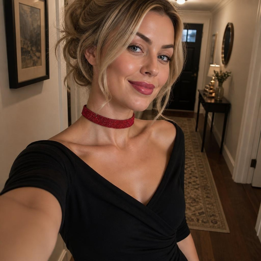 Glimmer Choker Rød (40 x 1,7 cm) | Rødt tema Halskæder - Smykker - Temashop