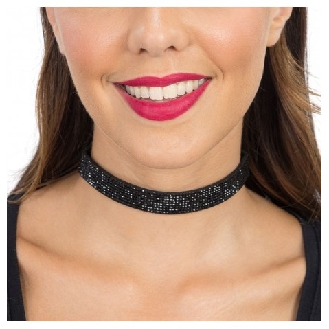Glimmer Choker Sort (40 x 1,7 cm) | Sort tema Halskæder - Smykker - Temashop