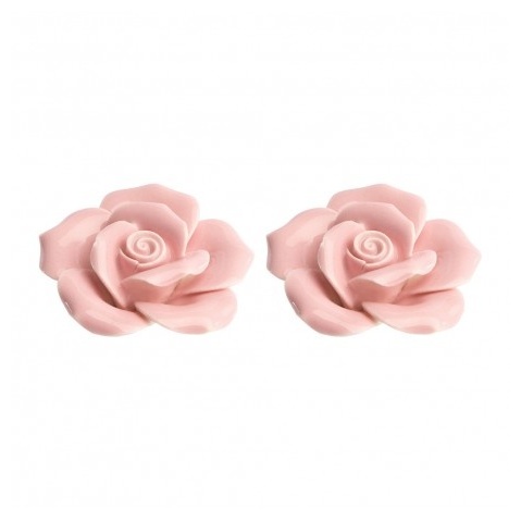 Keramik Roser Lyserød - 2 stk (3,5 x 4 x 1,5 cm) | Blomst Dekorationsfigurer - Temashop