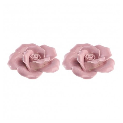 Keramik Roser Blush Rosa - 2 stk (3,5 x 4 x 1,5 cm) | Blomst Dekorationsfigurer - Temashop
