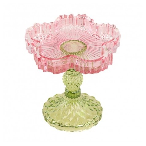 Åkande Glas Lysestage På Fod - 1 stk (12 x 11,5 cm) | Blomst Glas - Temashop