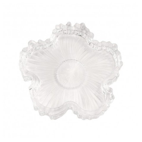Blomstret Glas Lysestage Klar - 1 stk (11,5 x 1,8 cm) | Blomst Glas - Temashop