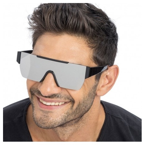 Futuristiske Spejl Briller Sølv (15 x 15 x 5,2 cm) | Partybriller - Festtilbehør - Temashop