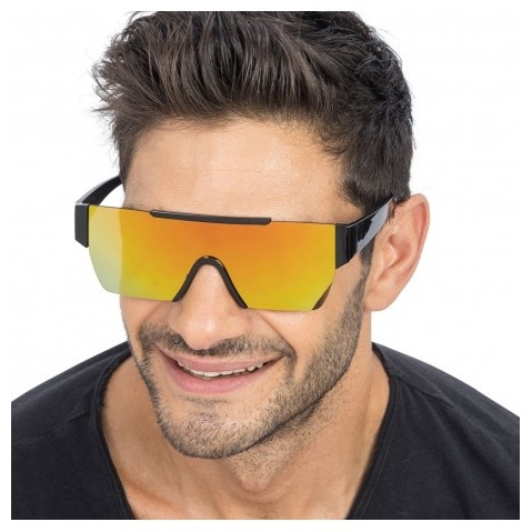 Futuristiske Spejl Briller Guld (15 x 15 x 5,2 cm) | Partybriller - Festtilbehør - Temashop