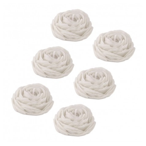 Kameliablomster Stearinlys Hvid - 6 stk (5,8 x 2,4 cm) | Blomst Lys / lysestager - Temashop