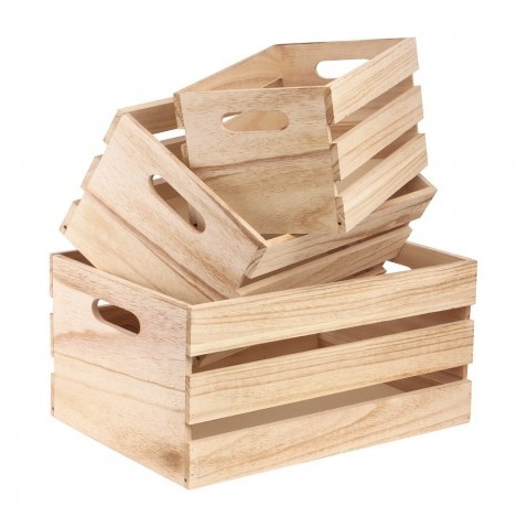 Trækasser - 3 stk (36 x 26 x 18 cm & 31 x 21 x 16 cm & 26 x 16 x 14 cm) - Temashop