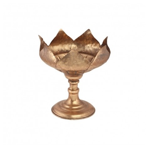 Metal Blomsterskål På Fod Guld - 1 stk (22 x 24 cm) | Blomst Dekorationsfigurer - Temashop