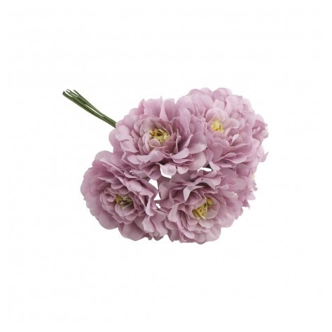 Kunstig Kamelia Mini Blomsterbuket Lilla - 1 stk (11 x 8 x 13 cm) | Blomst Dekorationsfigurer - Temashop
