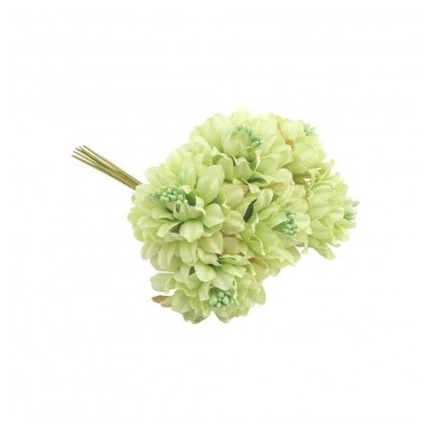 Kunstig Zinnia Mini Blomsterbuket Grøn - 1 stk (9,5 x 5,5 x 12,5 cm) | Blomst Dekorationsfigurer - Temashop