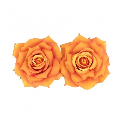 Kunstige Nymphea Roser Orange - 2 stk (9 x 5,5 cm) | Blomst Dekorationsfigurer - Temashop