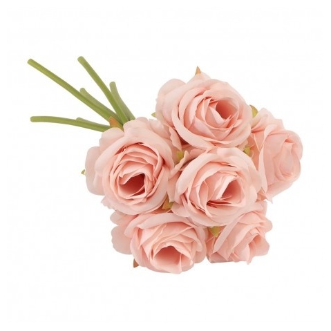 Kunstig Rosebuket Lyserød - 6 stk (12 x 23 cm) | Blomst Kunstige blomster - Temashop