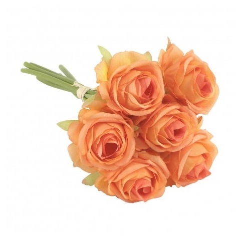 Kunstig Rosebuket Orange - 6 stk (12 x 23 cm) | Blomst Kunstige blomster - Temashop