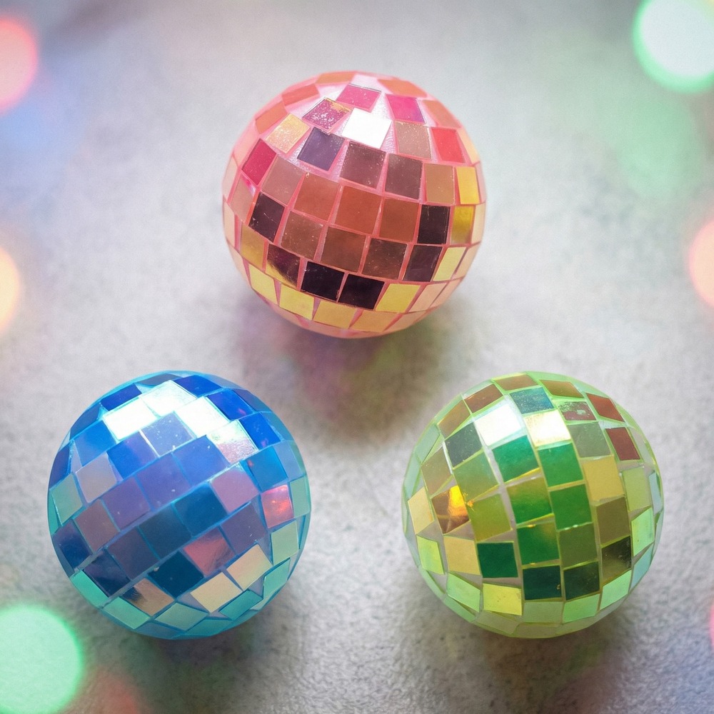 Iriserende Diskokugler - 10 stk (4 cm) | 70'erne Disco Dekorationskugler - Temashop