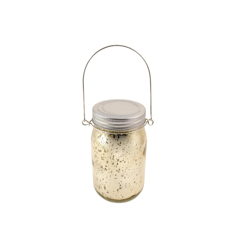 Glaslanterne Med LED Champagne - 1 stk (14 x 7,5 cm) - Temashop