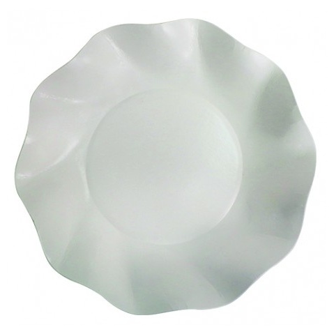 Bølgede Frokost Paptallerkener Hvid - 20 stk (18,5 cm) | Hvidt tema Tallerkner - Temashop
