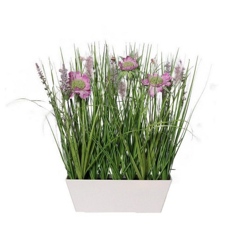 Kunstigt Sommergræs Lilla - 1 stk (37 x 24 x 6,5 cm) | Græs Kunstige blomster - Temashop