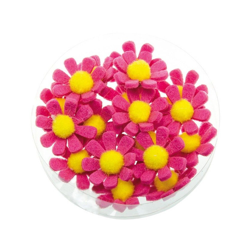Filt Blomster Pink/Gul - 18 stk | Blomst Kunstige blomster - Temashop