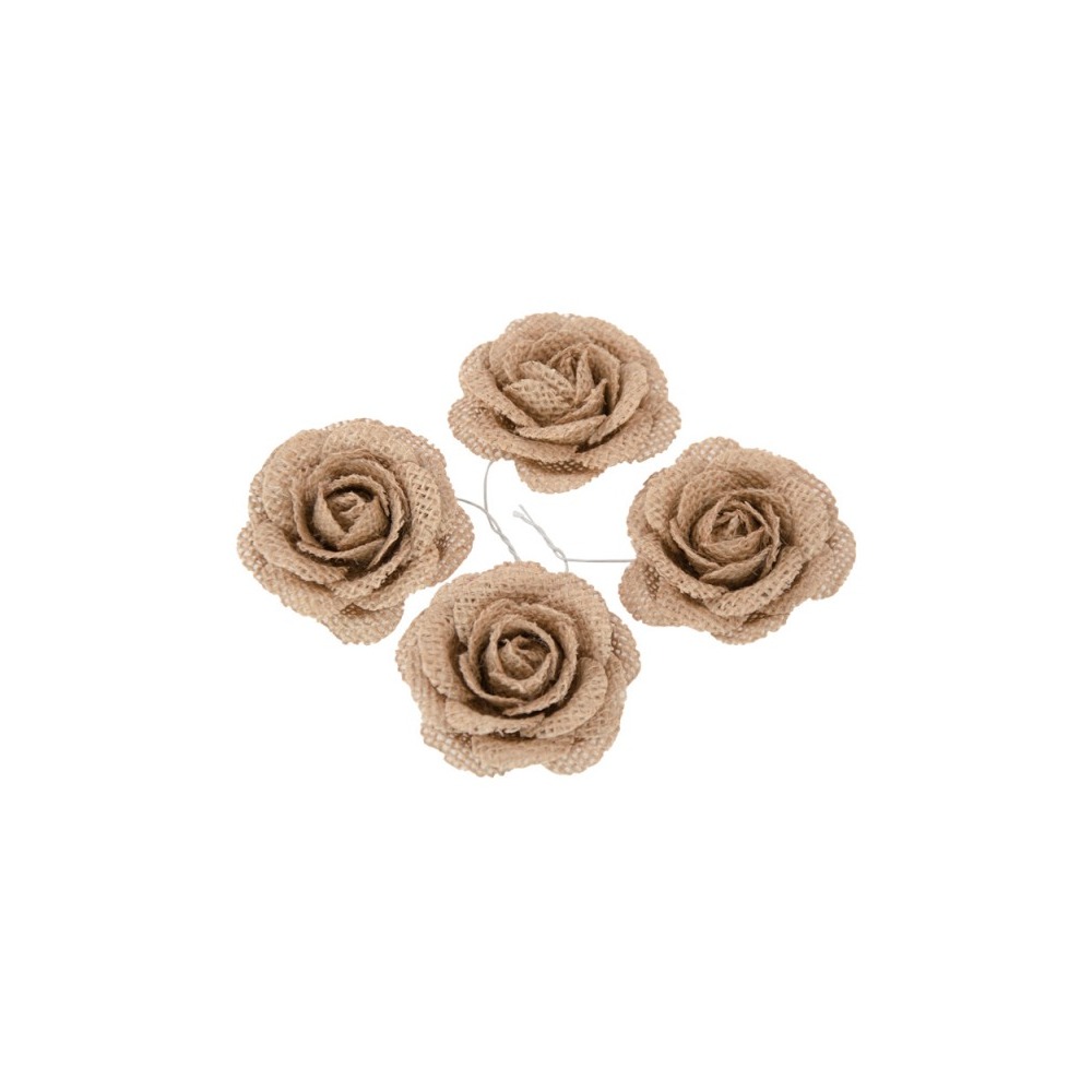 Kunstige Roser Jute Beige - 4 stk (5 cm) | Blomst Kunstige blomster - Temashop