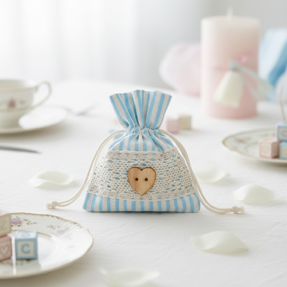 Blonde Babyshower Stofpose Lyseblå