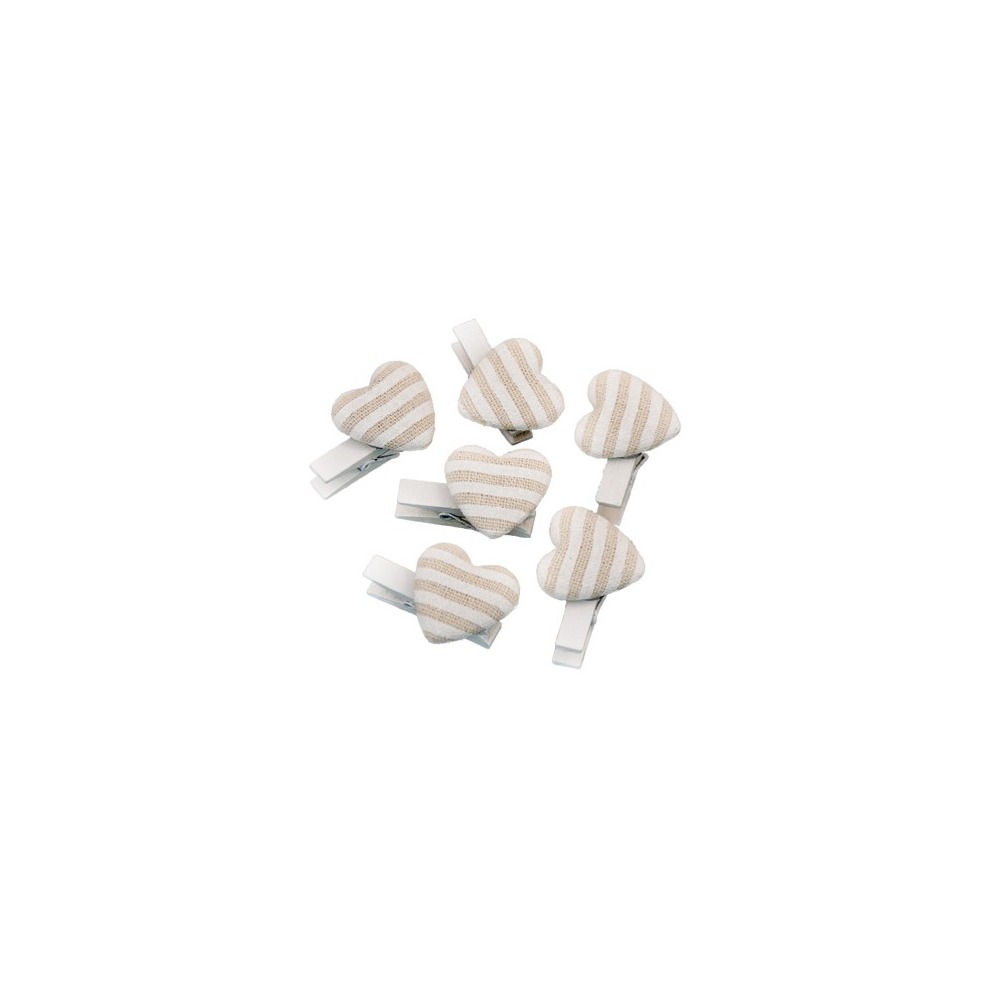 Hjerte Klemmer Beige - 6 stk (3,8 x 2,6 cm) | Kærlighed Klemmer - Temashop