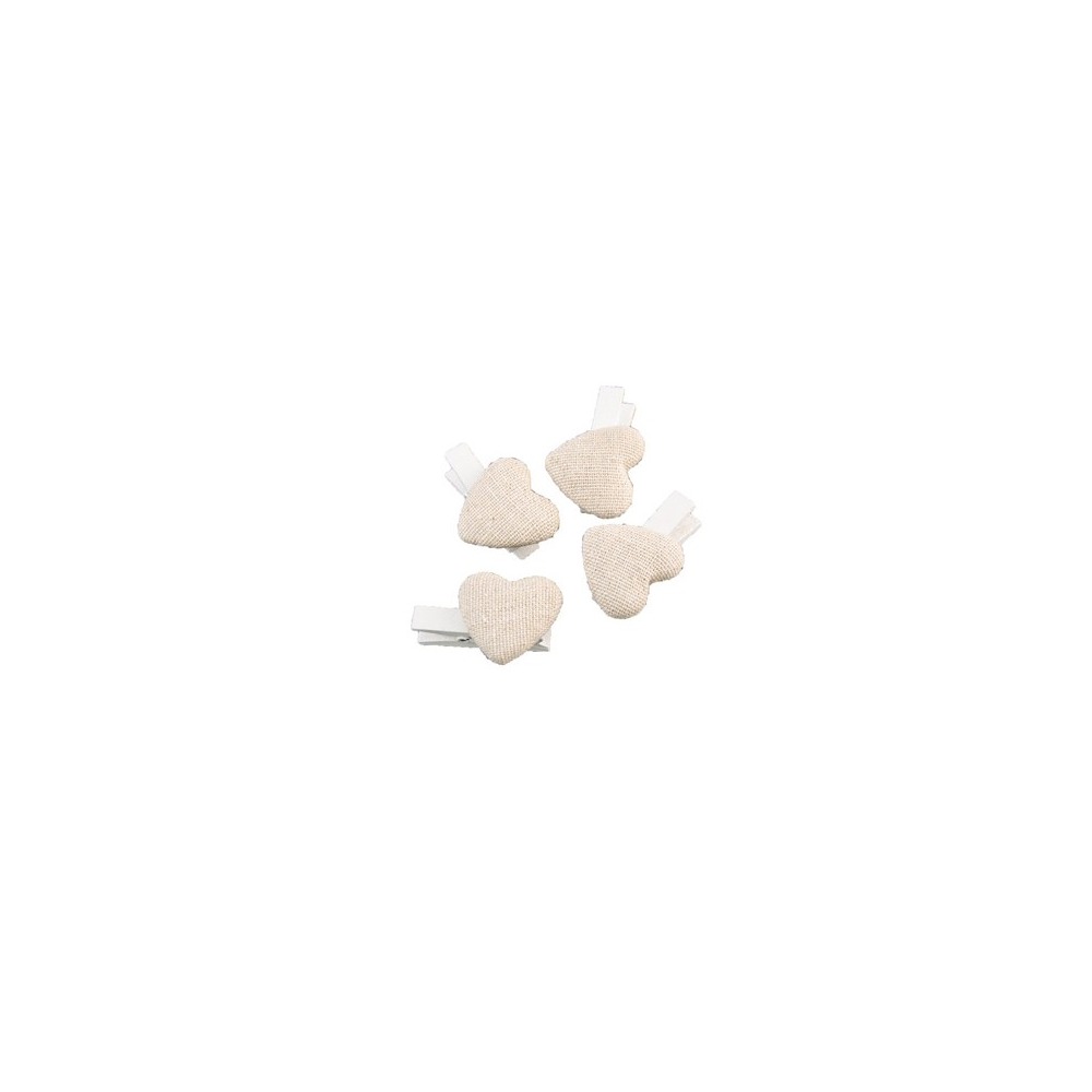 Hjerte Træklemmer Beige - 6 stk (3,8 x 2,6 cm) | Kærlighed Klemmer - Temashop