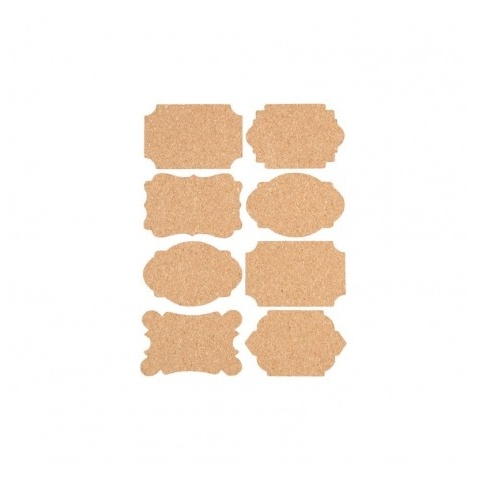 Kork Etiketter - 8 stk (9 x 6 cm) | Vintage theme Skilte - Temashop
