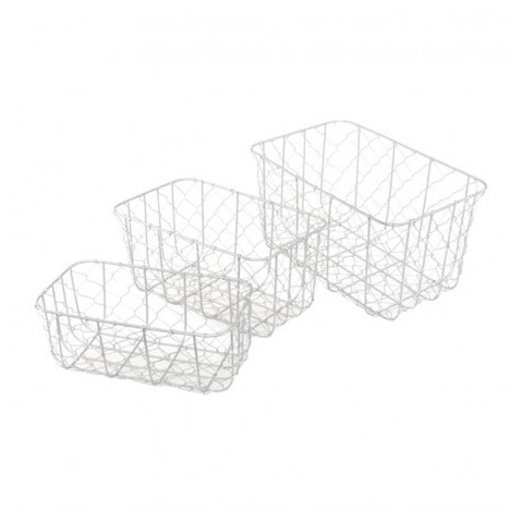Metal Trådkurve - 3 stk (27,5 x 17 x 15 cm) - Temashop