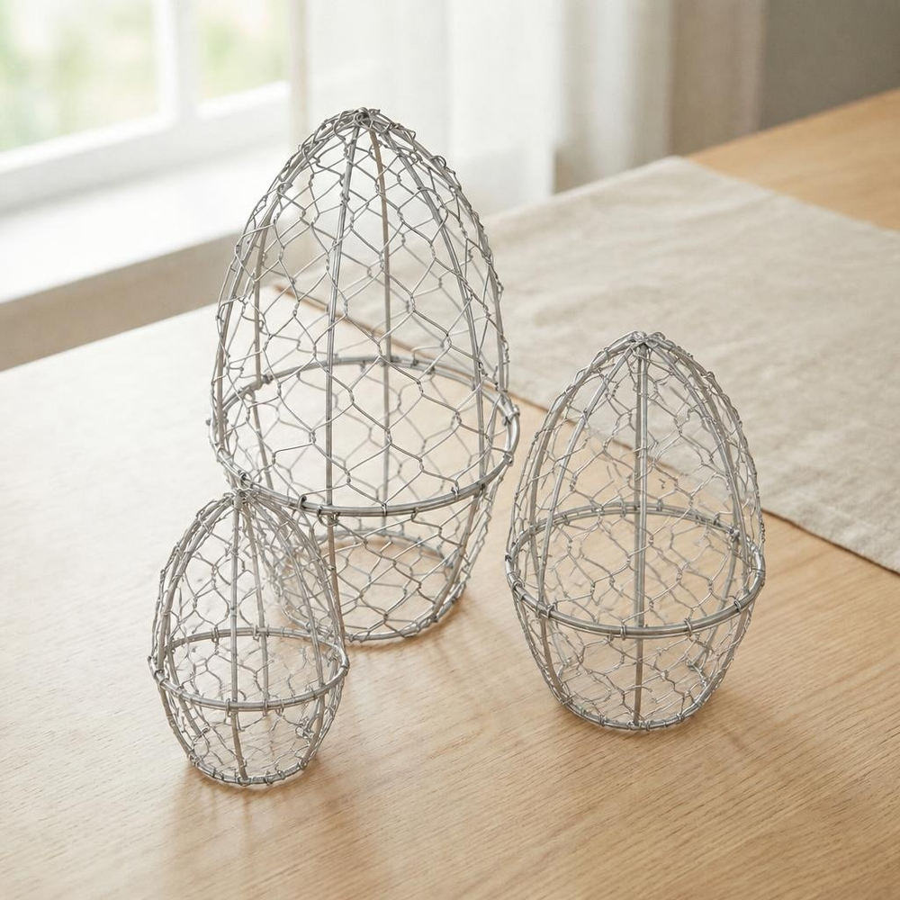 Metal Dekorationsæg - 3 stk (12 x 21 x 10 cm) | Påske Påskepynt - Temashop