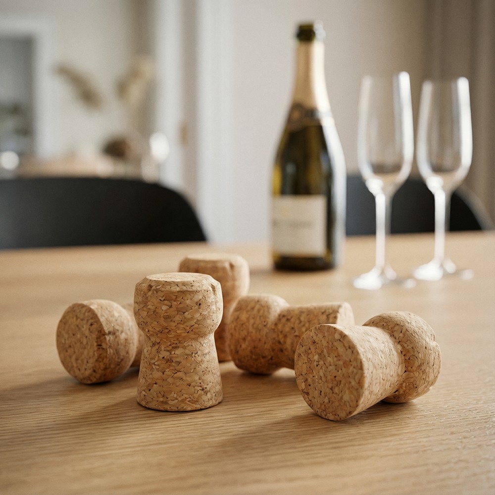 Kork Champagnepropper - 6 stk (3,5 x 3,2 x 4,3 cm) - Temashop