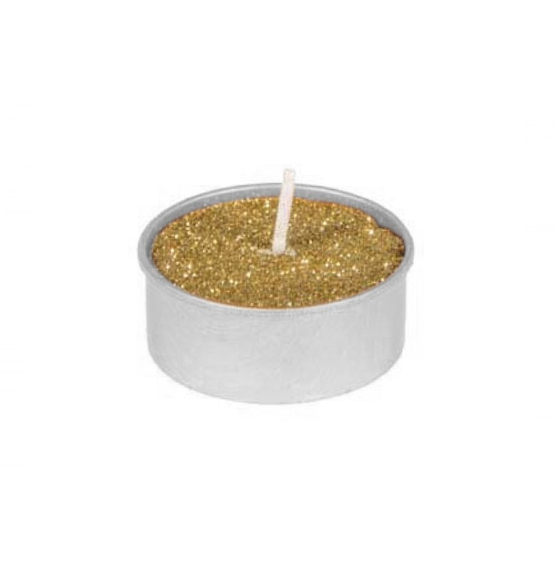 Glimmer Fyrfadslys Guld - 6 stk (4 x 3,5 cm) | Guld tema Lys / lysestager - Temashop
