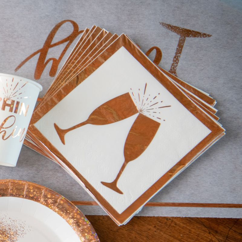 Champagne Servietter - 20 stk (16,5 x 16,5 cm) - Temashop