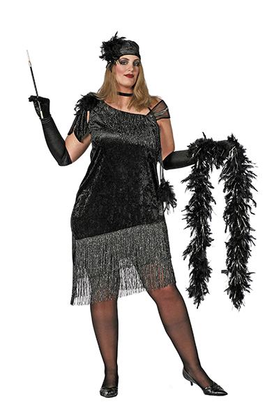 Charlestonkjole Plussize Sort/Sølv