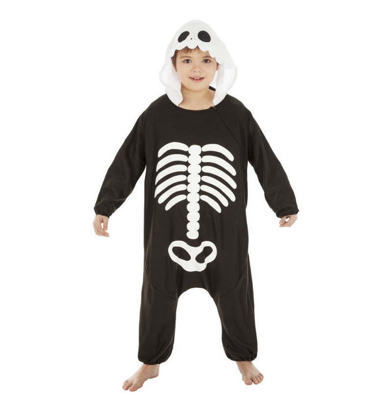 Skelet Kigurumi Børnekostume | Skelet udklædning til børn - Temashop
