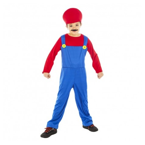 Blikkenslager Børnekostume Rød - Animationer kostume til børn i størrelserne 104-152 | Super Mario udklædning til børn - Temashop