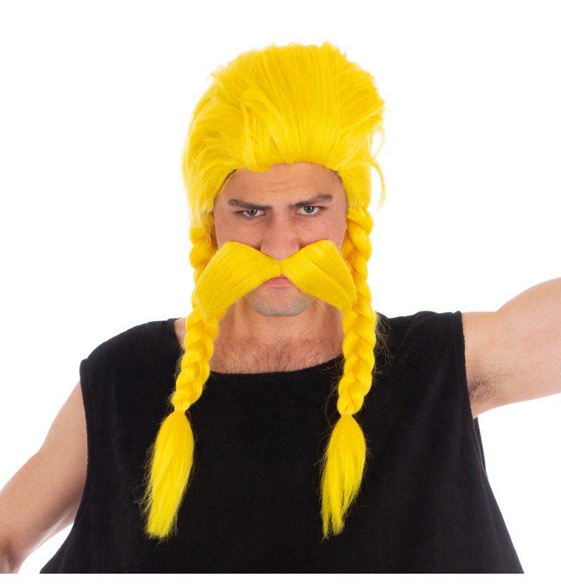 Asterix Obelix Paryk Med Fletninger Gul | Asterix Paryk - Hovedtilbehør - Temashop