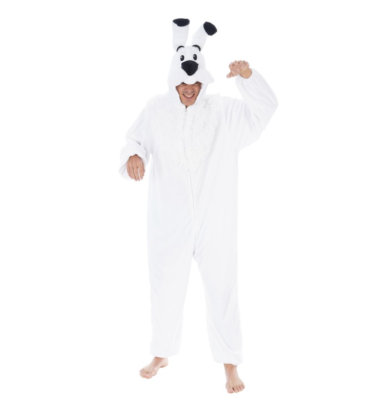 Asterix Idefix Onesie Kostume Hvid - TV-serier / Film kostume til voksne i størrelserne M-XL | Asterix - Temashop