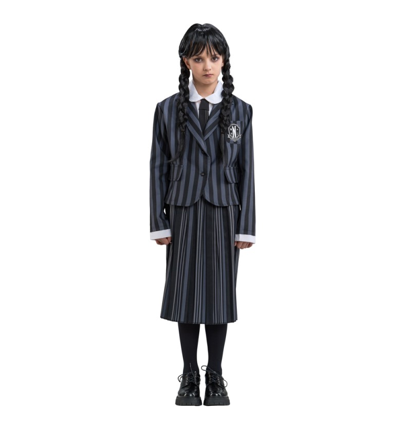 Wednesday Børnekostume - Halloween kostume til børn i størrelserne 128-164 | Wednesday udklædning til børn - Temashop