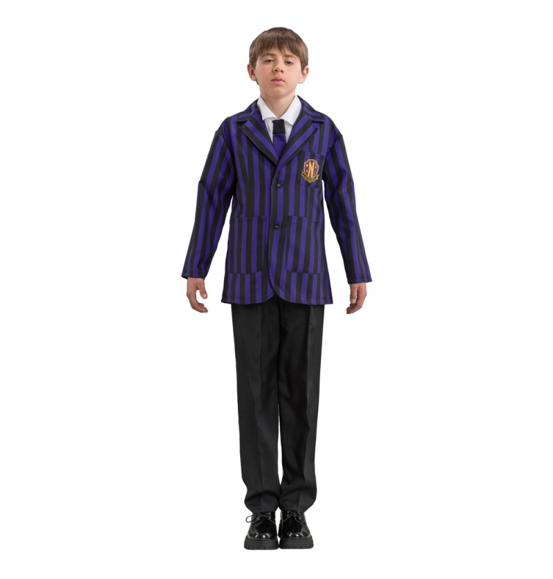 Wednesday Skoleuniform Dreng Børnekostume - Halloween kostume til børn i størrelserne 140-152 | Wednesday udklædning til børn - Temashop