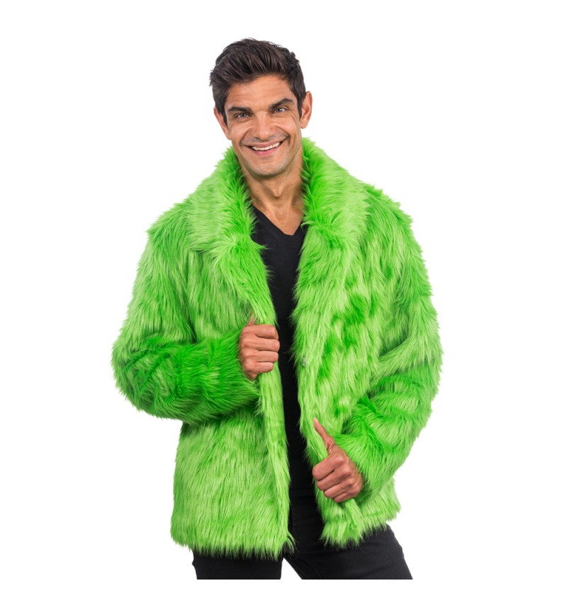 Pelsjakke Grøn - Farvetemaer kostume til voksne i størrelserne S-XL | Grønt tema - Temashop