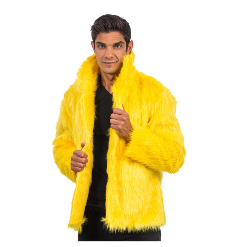 Pelsjakke Gul - Farvetemaer kostume til voksne i størrelserne S-XL | Gul tema - Temashop
