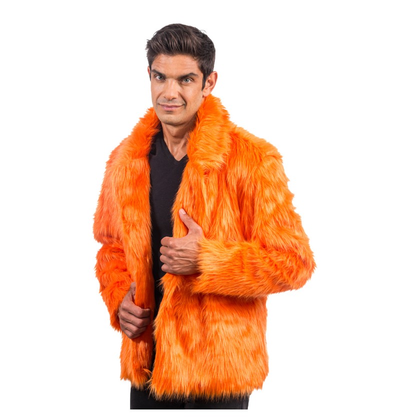 Pelsjakke Orange - Farvetemaer kostume til voksne i størrelserne S-XL | Orange tema - Temashop