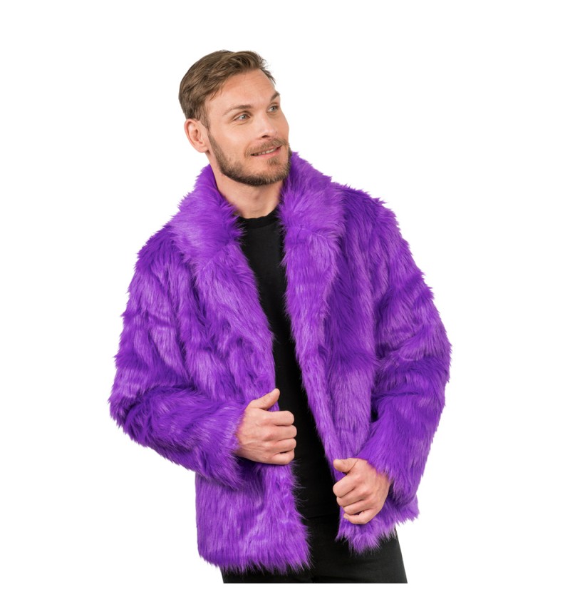 Pelsjakke Lilla - Farvetemaer kostume til voksne i størrelserne S-XL | Lilla tema - Temashop