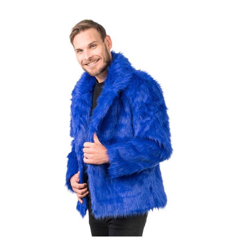 Pelsjakke Blå - Farvetemaer kostume til voksne i størrelserne S-XL | Blåt tema - Temashop