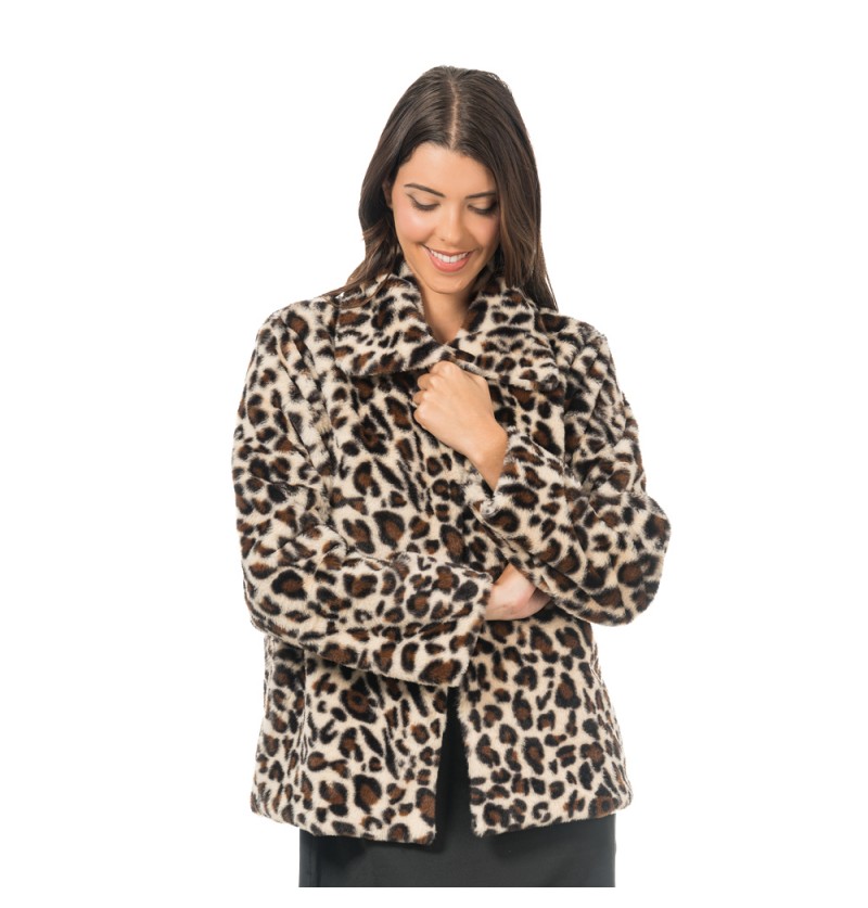 Leopard Pelsjakke Dame - Dyr kostume til voksne i størrelserne S-L | Leopard kostume til kvinder - Temashop