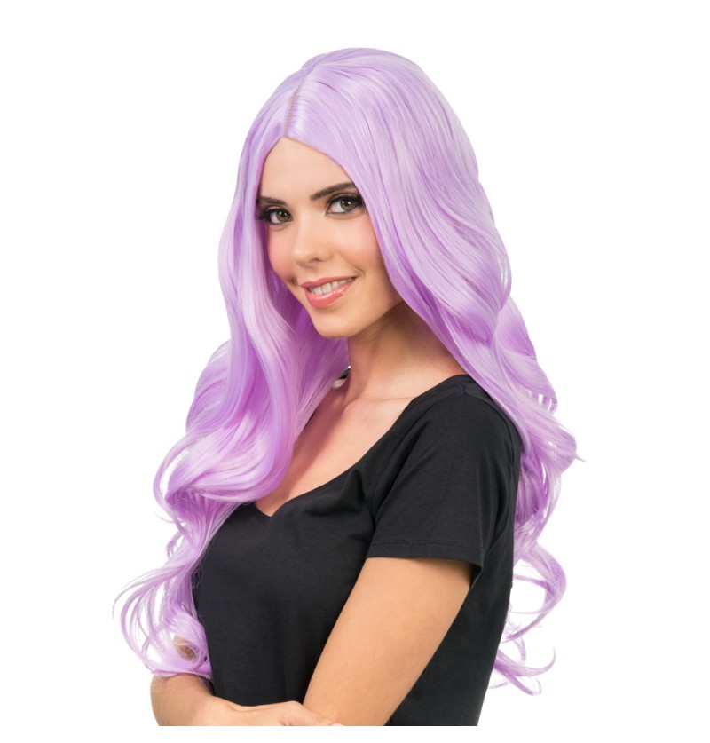 Lang Bølget Paryk Lilla (66 cm) | Paryk - Hovedtilbehør - Temashop
