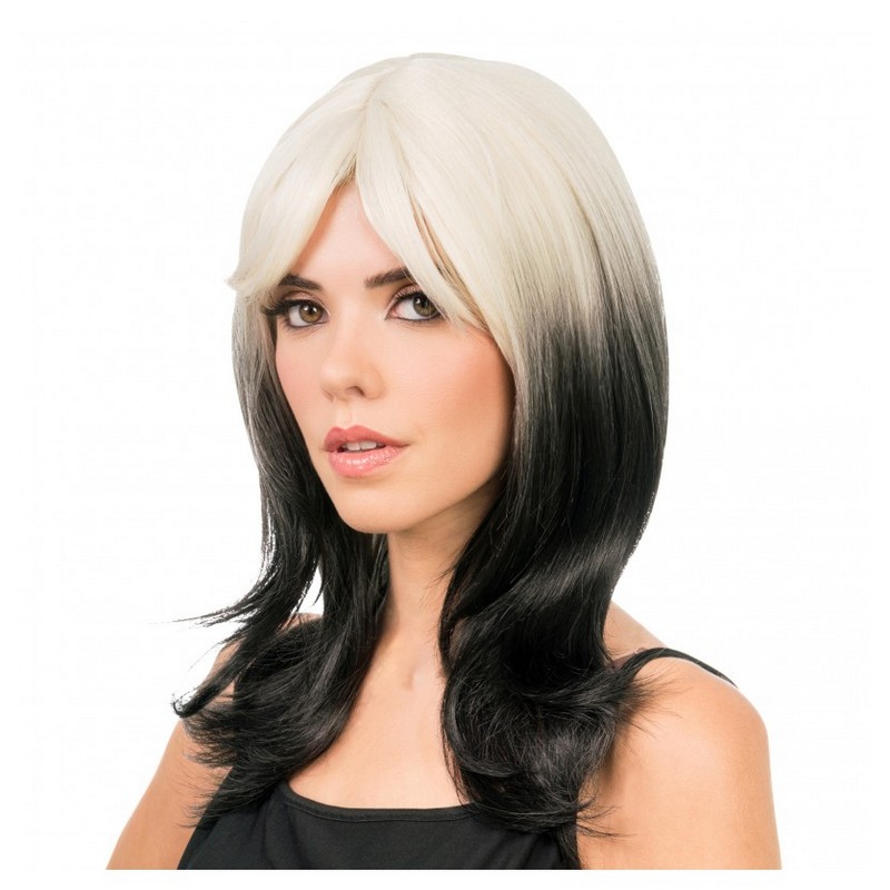 Billie Paryk Sort/Hvid (48 cm) | Musik Paryk - Hovedtilbehør - Temashop