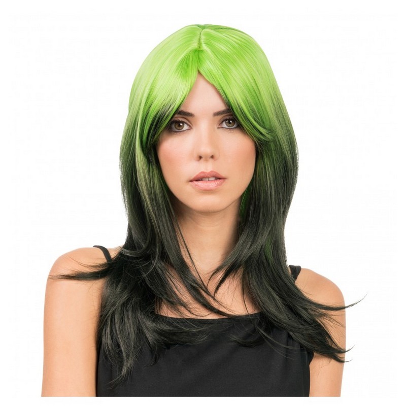 Billie Paryk Grøn/Sort (50 cm) | Musik Paryk - Hovedtilbehør - Temashop