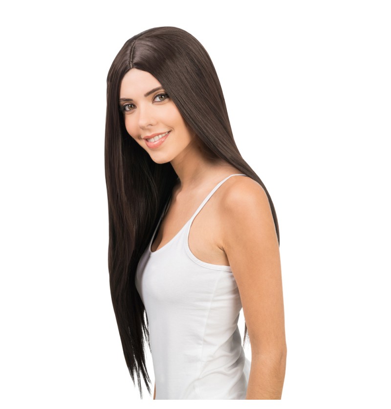Lang Glat Paryk Brun (73 cm) | Paryk - Hovedtilbehør - Temashop