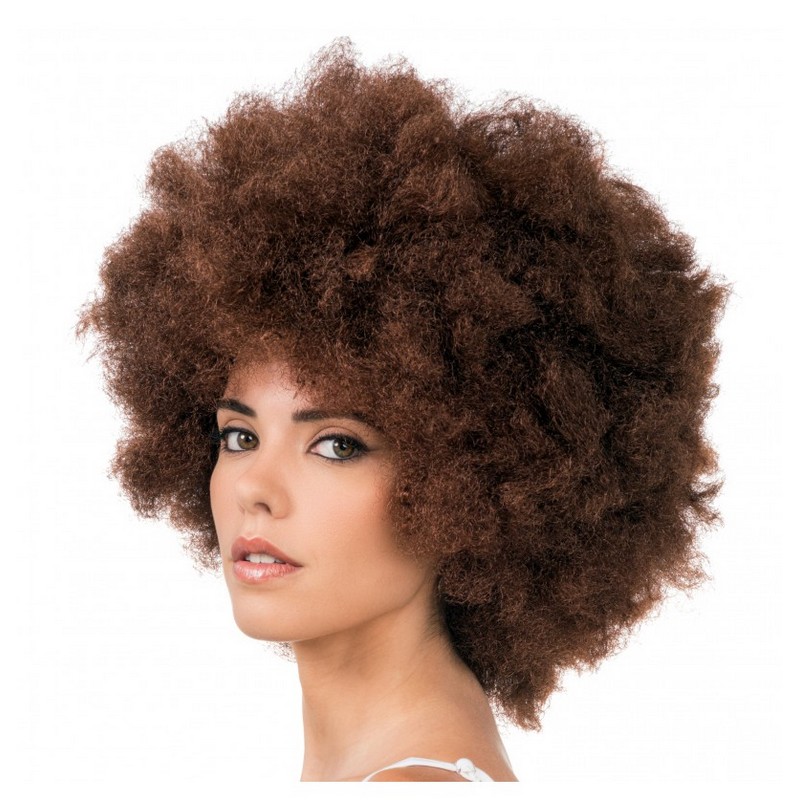 Afro Paryk Mahogni (33 cm) | 70'erne Disco Paryk - Hovedtilbehør - Temashop